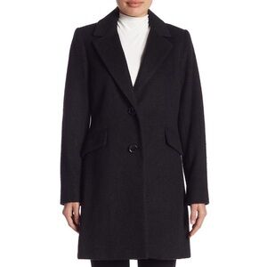 [Sam Edelman] Classic Black Wool Blend Peacoat